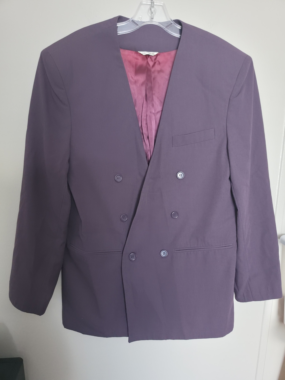Vintage Index Required Women Blazer Size 38 Dark Purple Double Breasted Jacket